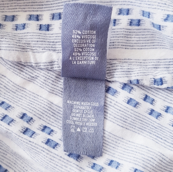 AERIE Blue & White Fringe Hem Racer Back Tank Top - Picture 7 of 8